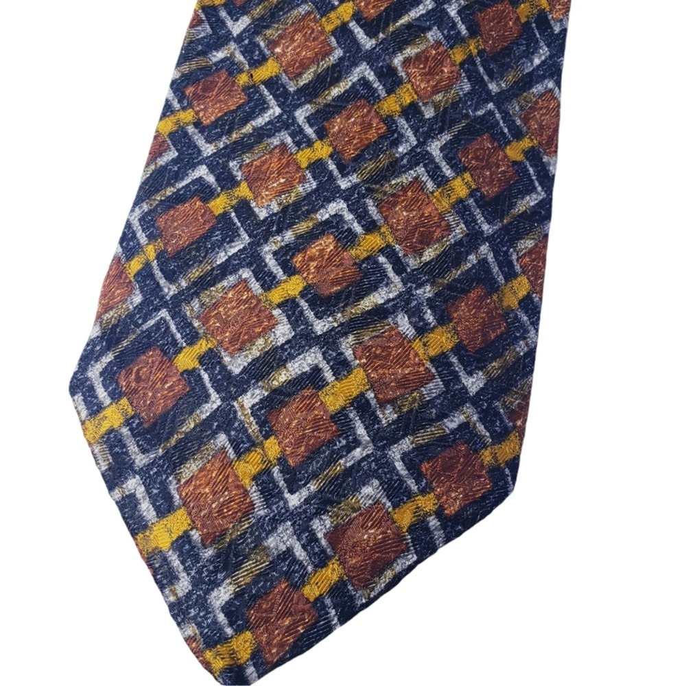 Ermenegildo Zegna 100% Silk Geometric Pattern Tie Made‎ in Italy